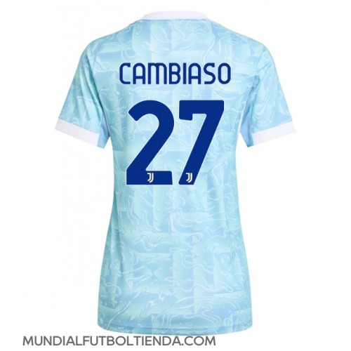 Camiseta Juventus Andrea Cambiaso #27 Segunda Equipación Replica 2025-26 para mujer mangas cortas